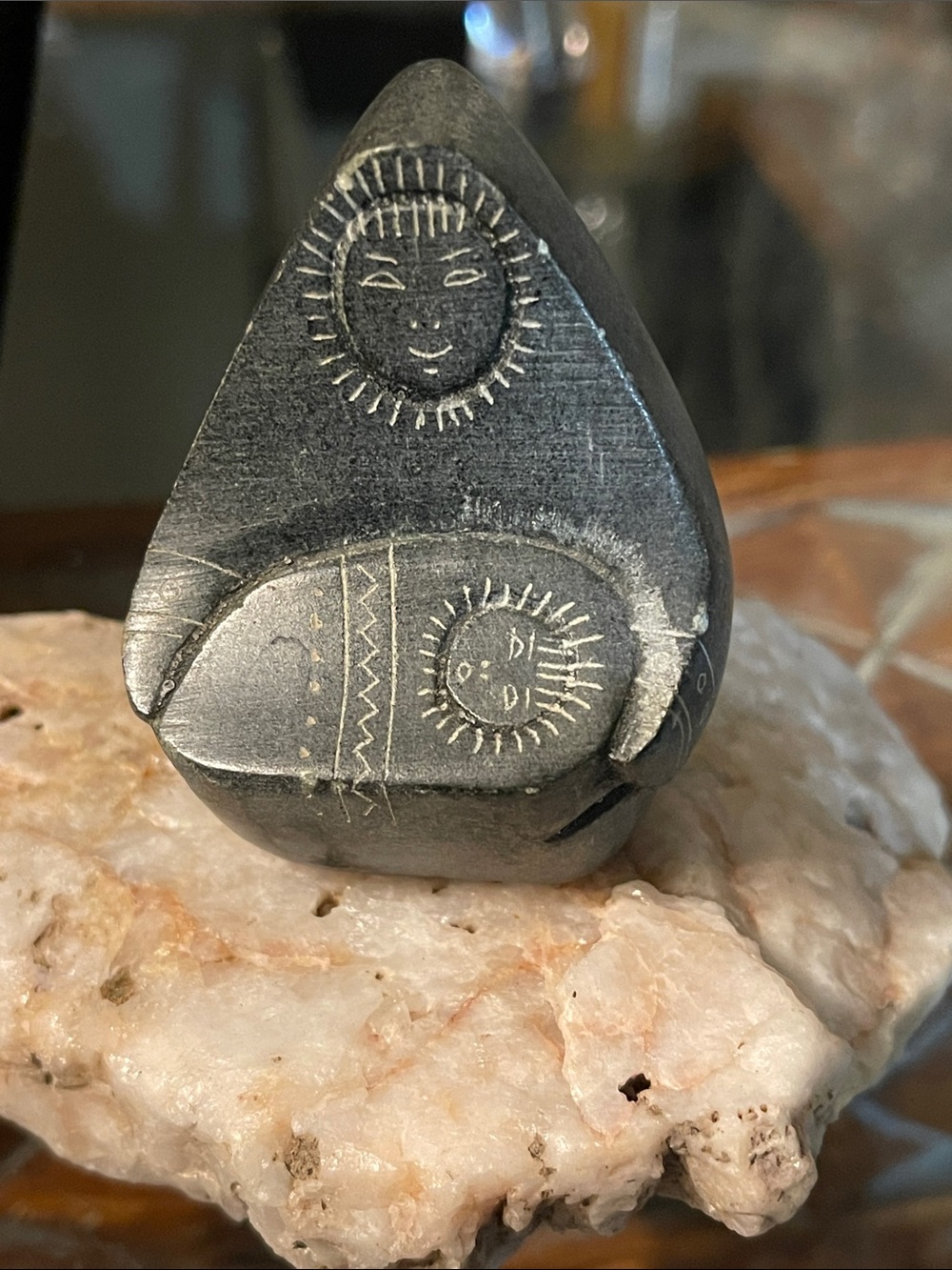 Vintage Inuit Mother And Child Carved Figurine